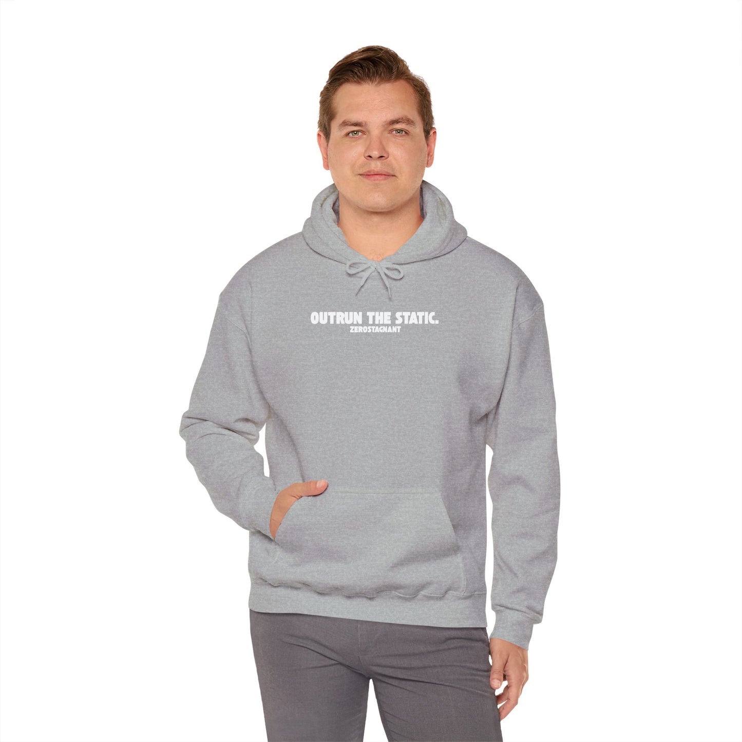 Outrun The Static, Hoodie — Unisex Heavy Blend™ Hooded Sweatshirt — Motivational Fitness Hoodie