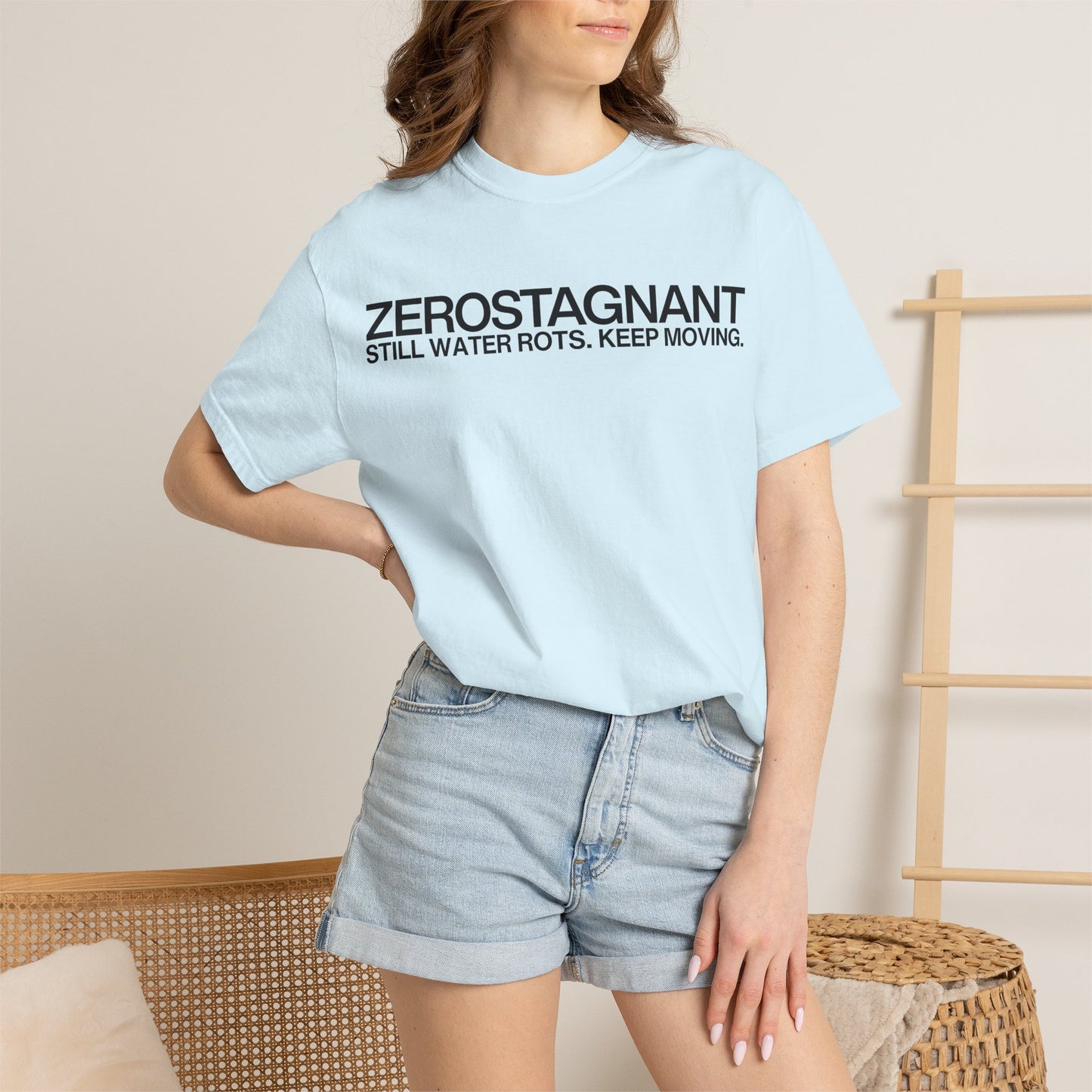 "Still Water Rots. Keep Moving."-Helvetica, Unisex Garment-Dyed T-shirt