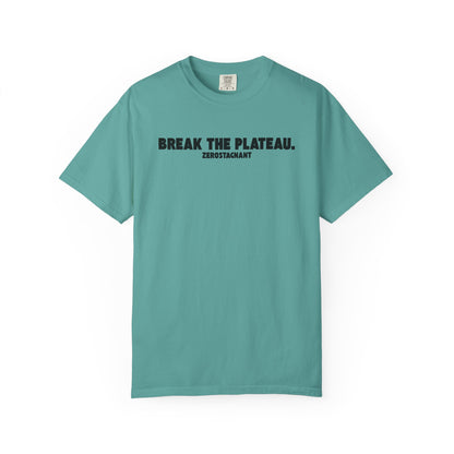 Break The Plateau. —Unisex Garment-Dyed T-shirt — Motivational Fitness Tee