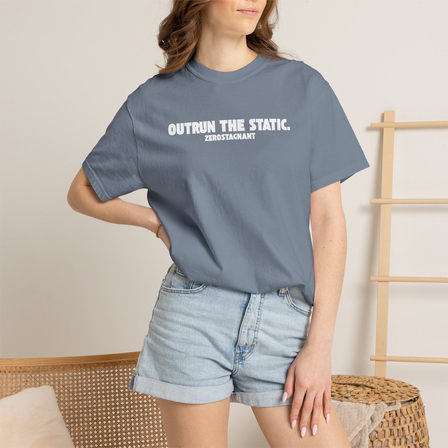 Outrun the Static T-Shirt — Unisex Garment-Dyed T-shirt—Motivational Fitness Tee