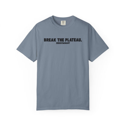Break The Plateau. —Unisex Garment-Dyed T-shirt — Motivational Fitness Tee