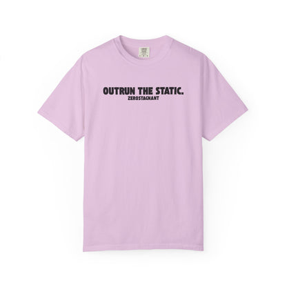 Outrun the Static — Unisex Garment-Dyed T-shirt—Motivational Fitness Tee