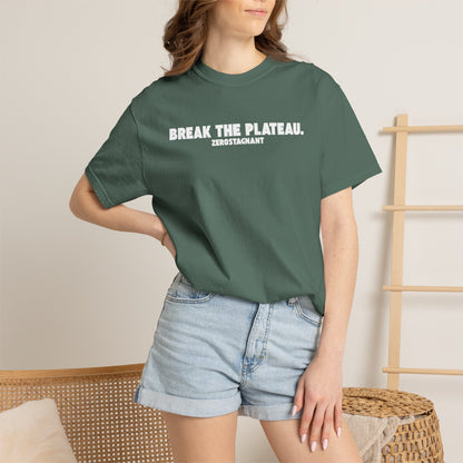 Break The Plateau. —Unisex Garment-Dyed T-shirt — Motivational Fitness Tee