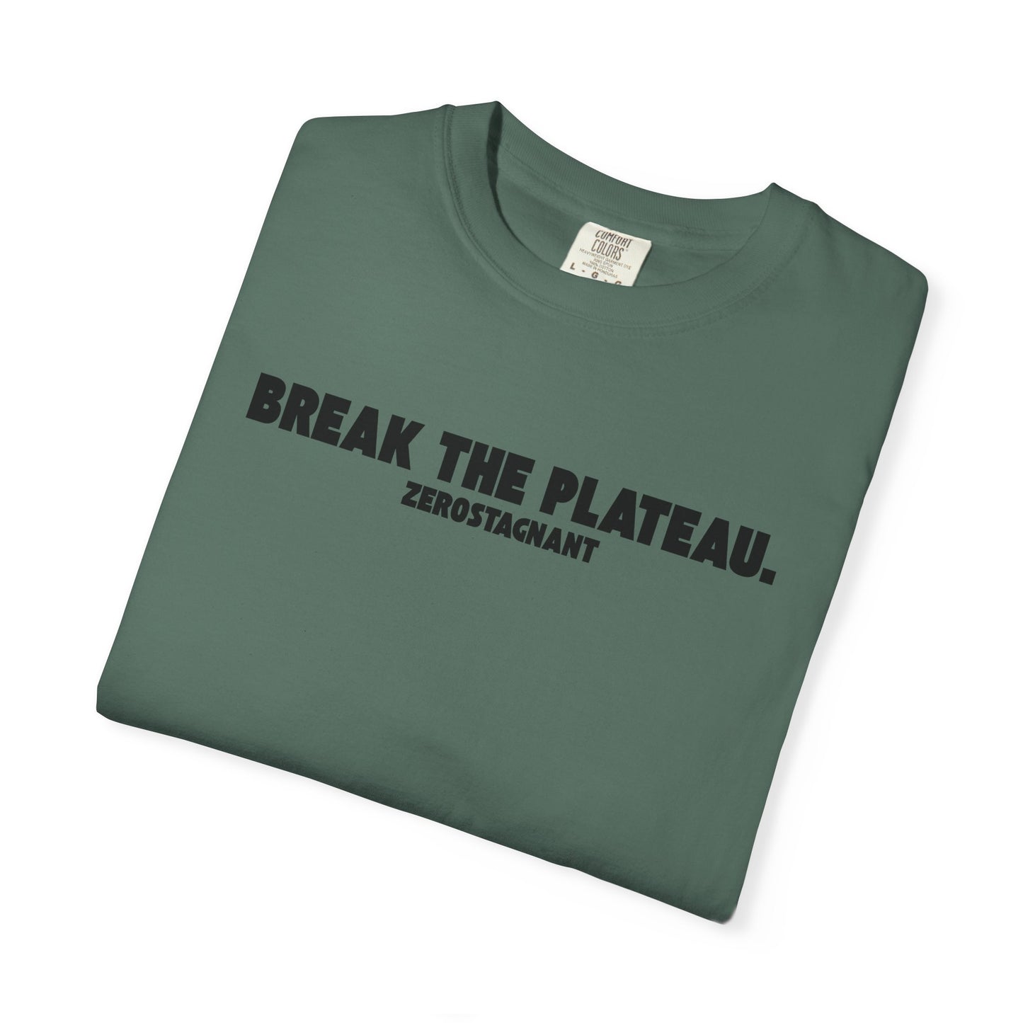 Break The Plateau. —Unisex Garment-Dyed T-shirt — Motivational Fitness Tee