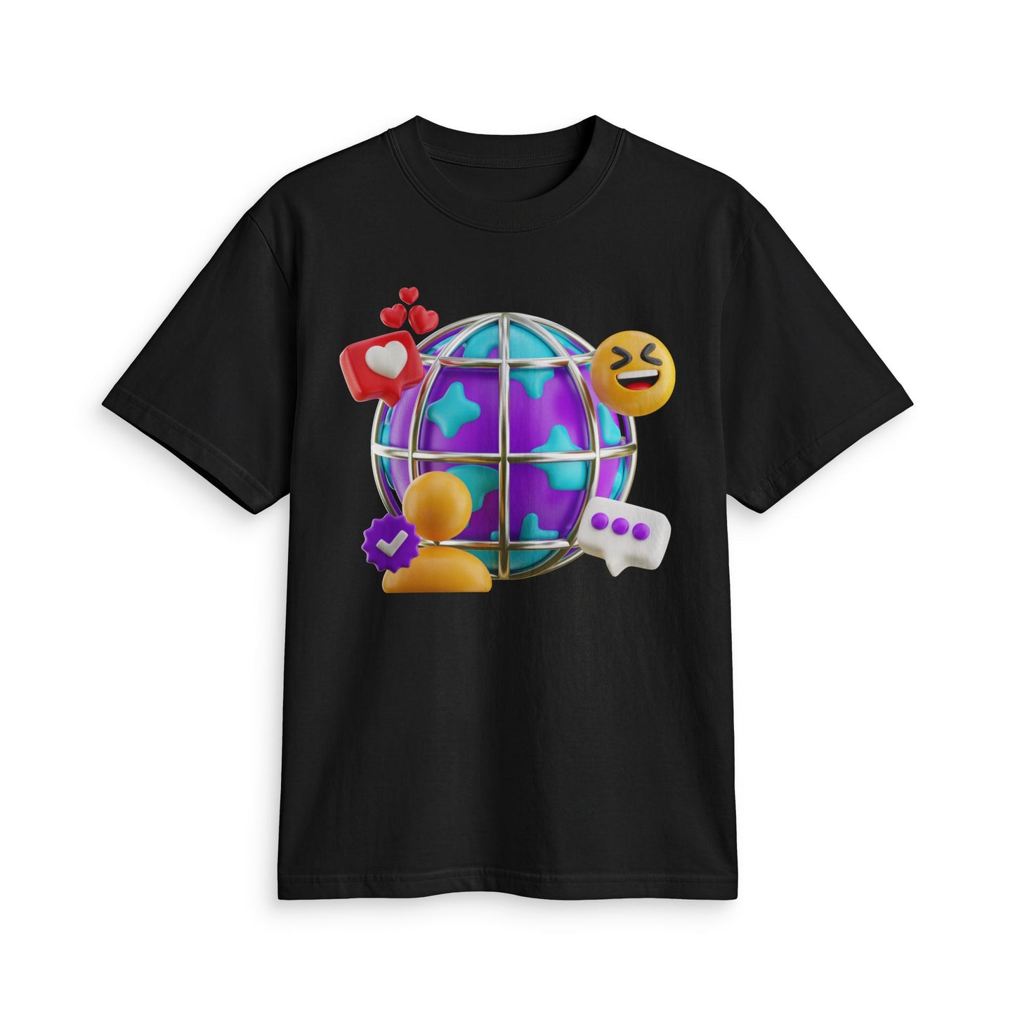 Fun Social Media 3D Globe T‑Shirt — Keep Moving.