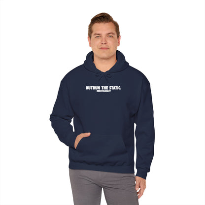 Outrun The Static, Hoodie — Unisex Heavy Blend™ Hooded Sweatshirt — Motivational Fitness Hoodie
