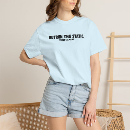 Outrun the Static — Unisex Garment-Dyed T-shirt—Motivational Fitness Tee