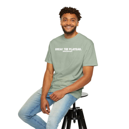 Break The Plateau. —Unisex Garment-Dyed T-shirt — Motivational Fitness Tee