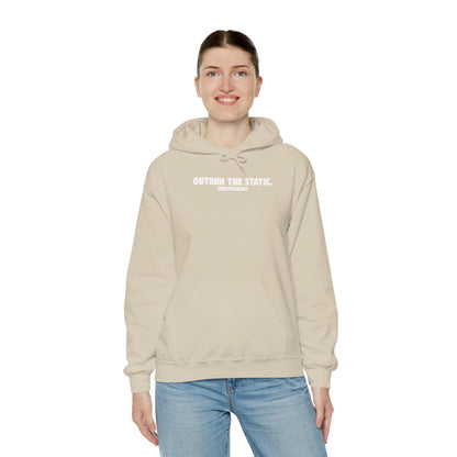 Outrun The Static, Hoodie — Unisex Heavy Blend™ Hooded Sweatshirt — Motivational Fitness Hoodie