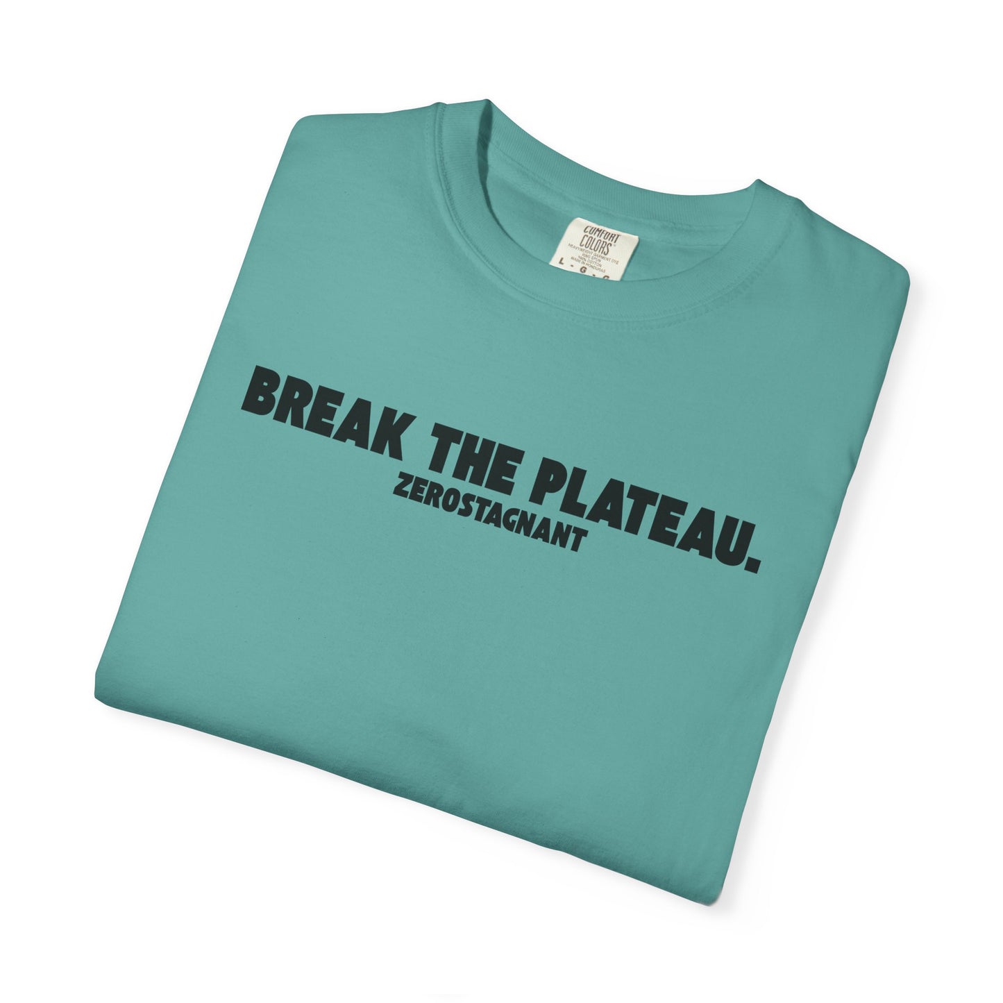 Break The Plateau. —Unisex Garment-Dyed T-shirt — Motivational Fitness Tee