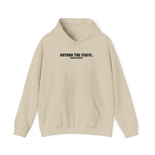 Outrun the Static., Hoodie — Unisex Garment-Dyed T-shirt — Motivational Fitness Hoodie