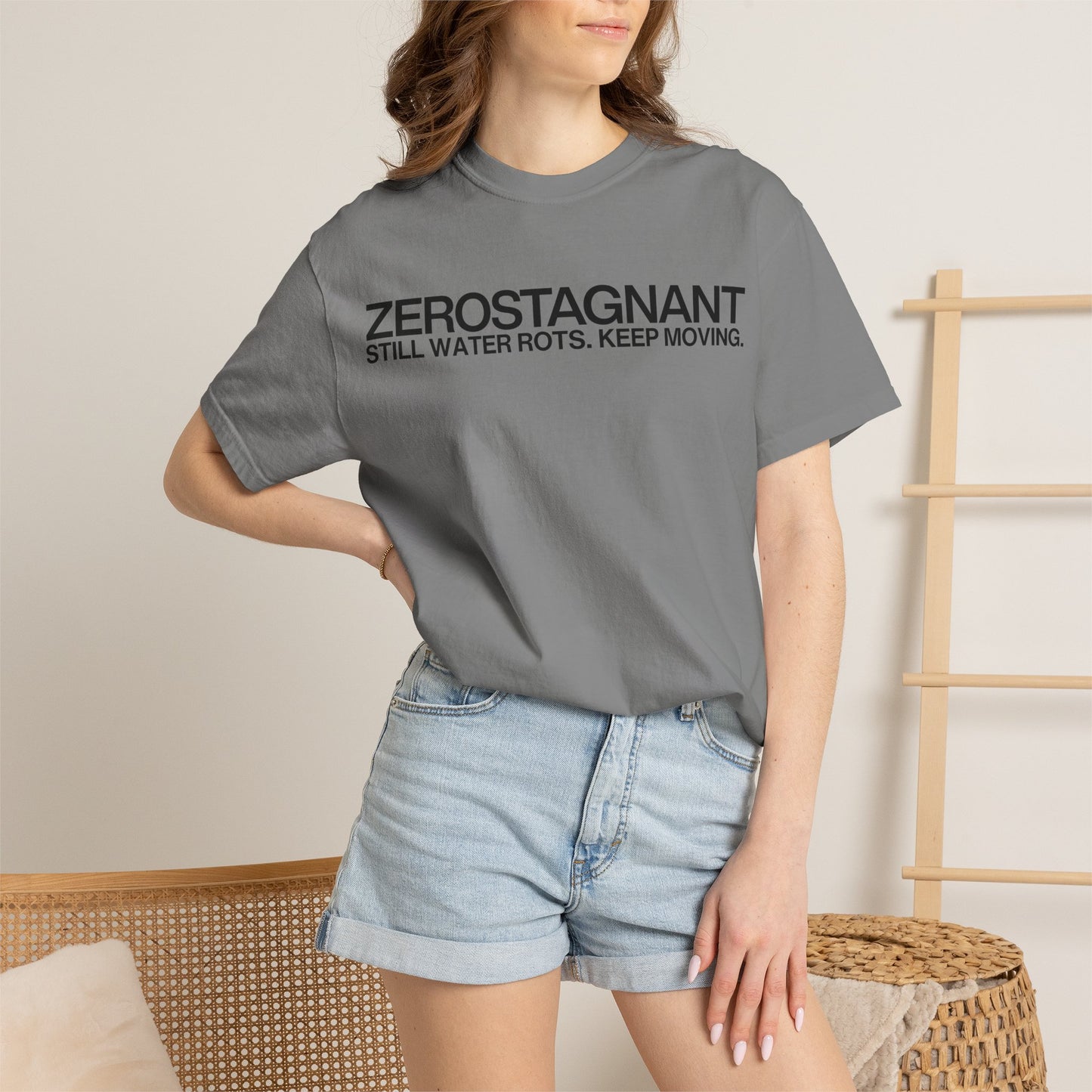 "Still Water Rots. Keep Moving."-Helvetica, Unisex Garment-Dyed T-shirt