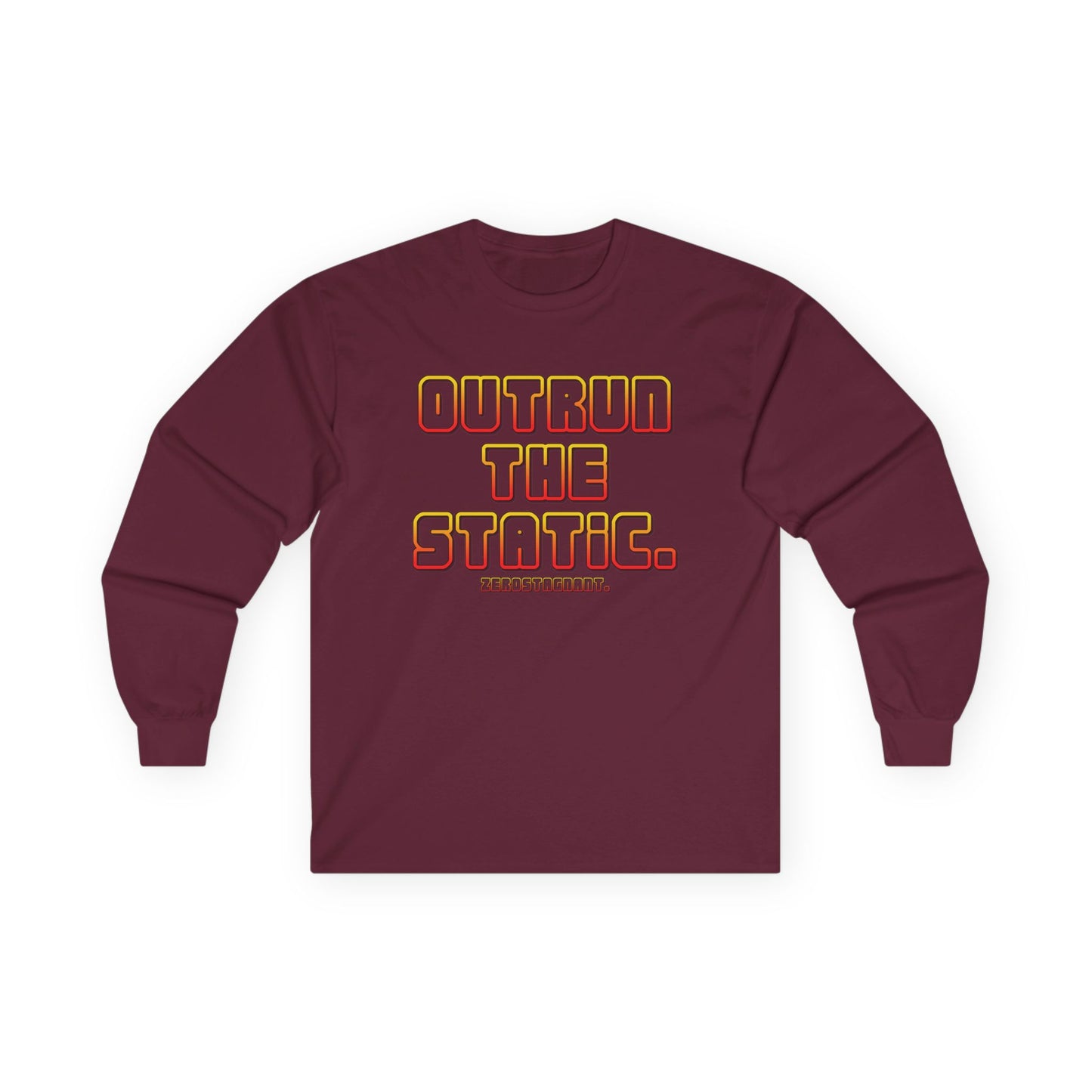 Outrun The Static Non-Stop  — Long Sleeve Retro Vaporwave Graphic Shirt