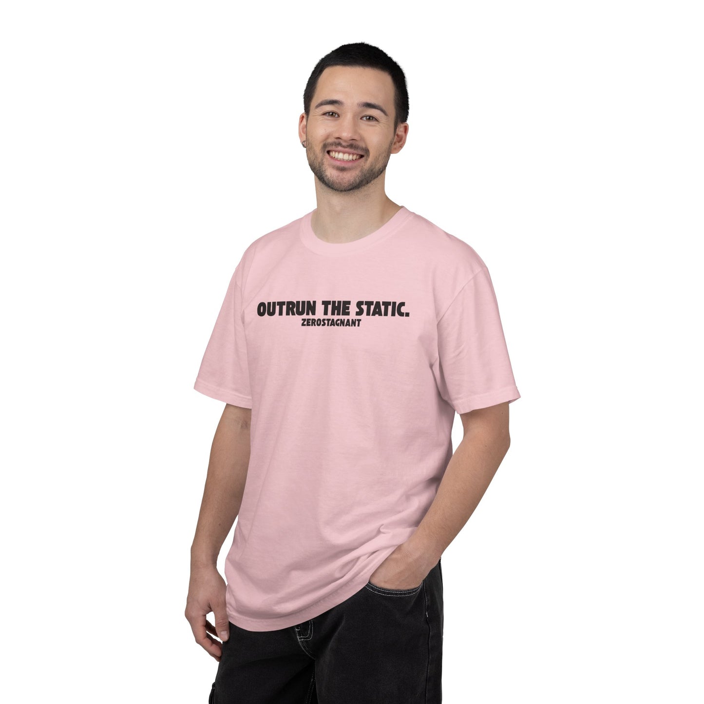 Outrun the Static — Unisex Garment-Dyed T-shirt—Motivational Fitness Tee