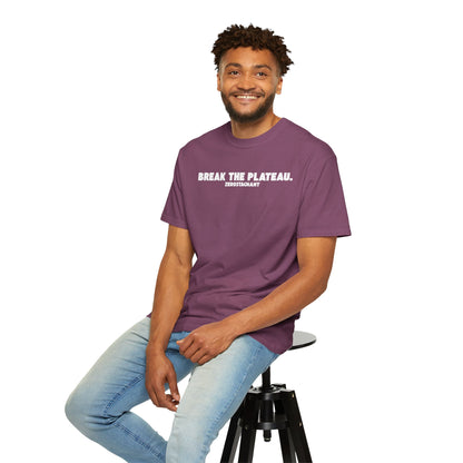 Break The Plateau. —Unisex Garment-Dyed T-shirt — Motivational Fitness Tee
