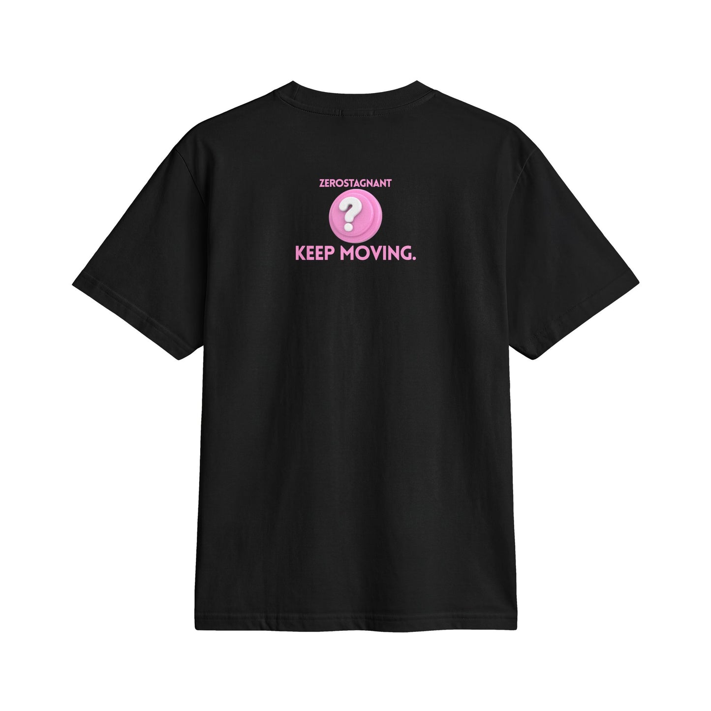 Fun Social Media 3D Question Mark Badge T‑Shirt — Keep Moving.