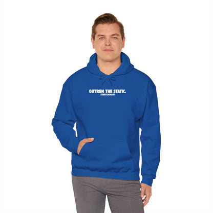 Outrun The Static, Hoodie — Unisex Heavy Blend™ Hooded Sweatshirt — Motivational Fitness Hoodie