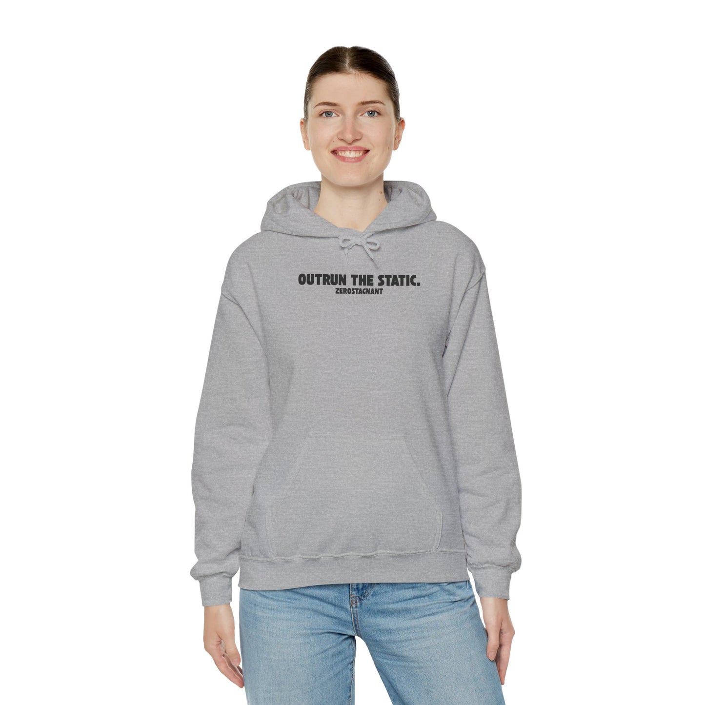 Outrun the Static., Hoodie — Unisex Garment-Dyed T-shirt — Motivational Fitness Hoodie