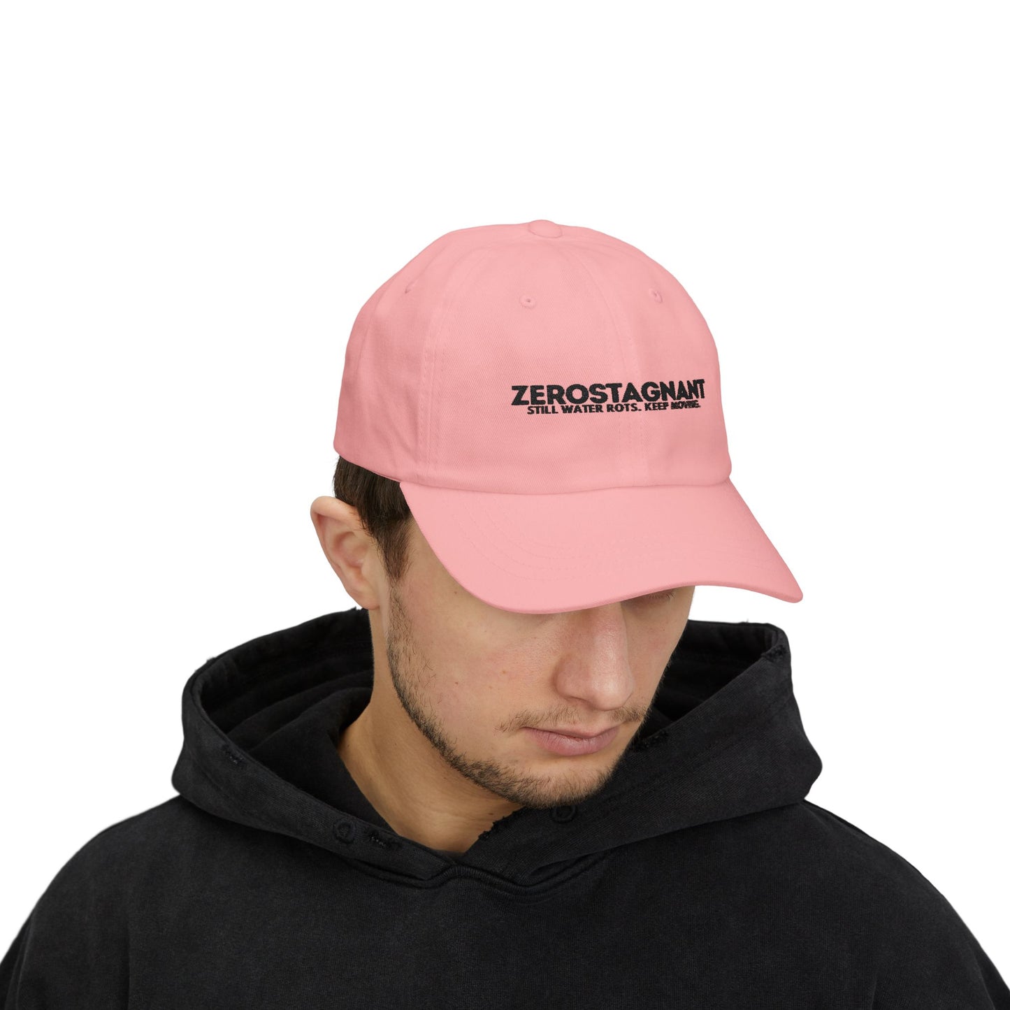Dad Cap — Embroidered "Zerostagnant: Still Water Roots. Keep Moving."