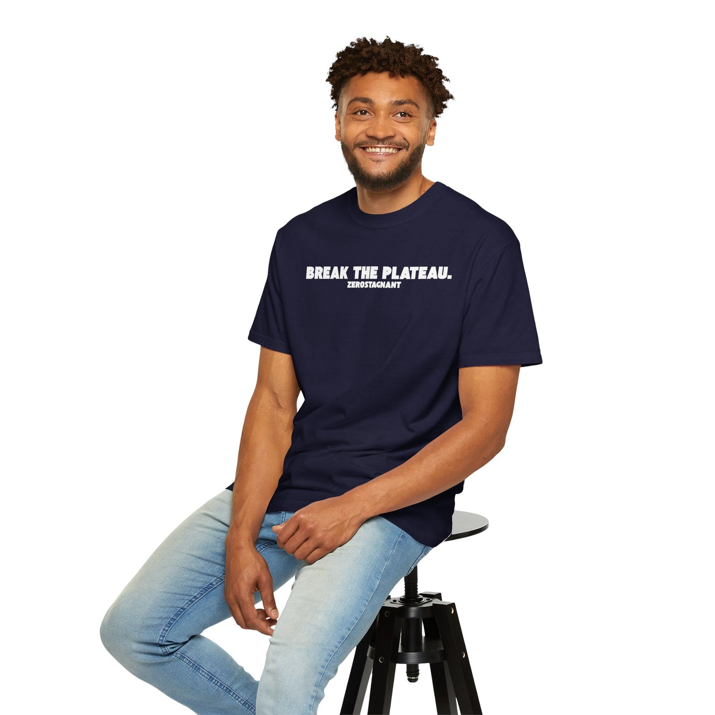 Break The Plateau. —Unisex Garment-Dyed T-shirt — Motivational Fitness Tee