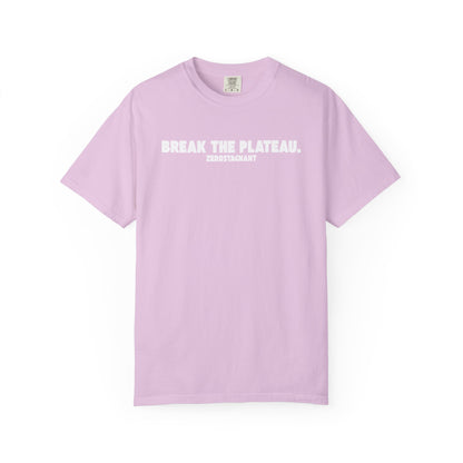 Break The Plateau. —Unisex Garment-Dyed T-shirt — Motivational Fitness Tee