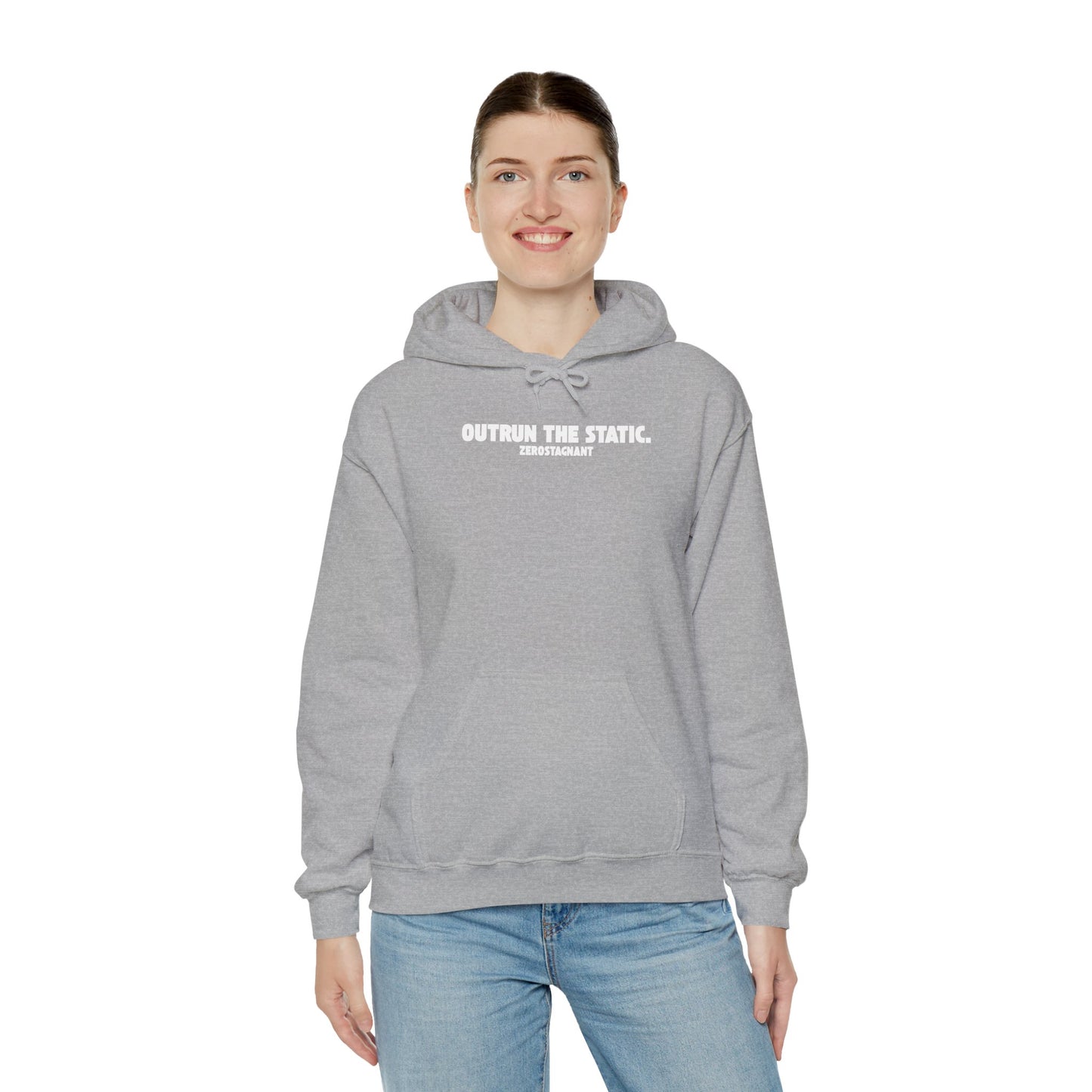 Outrun The Static, Hoodie — Unisex Heavy Blend™ Hooded Sweatshirt — Motivational Fitness Hoodie