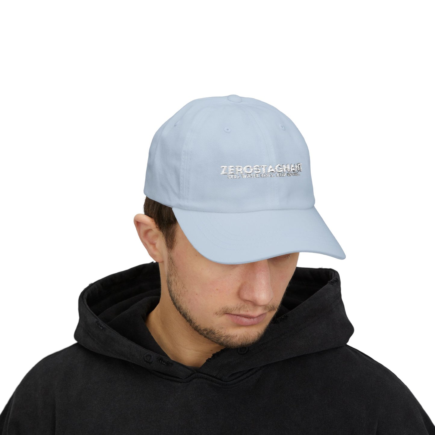 Dad Cap — Embroidered "Zerostagnant: Still Water Roots. Keep Moving."