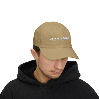 Dad Cap — Embroidered "Zerostagnant: Still Water Roots. Keep Moving."