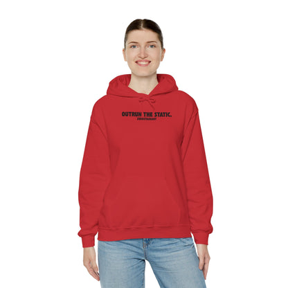 Outrun the Static., Hoodie — Unisex Garment-Dyed T-shirt — Motivational Fitness Hoodie
