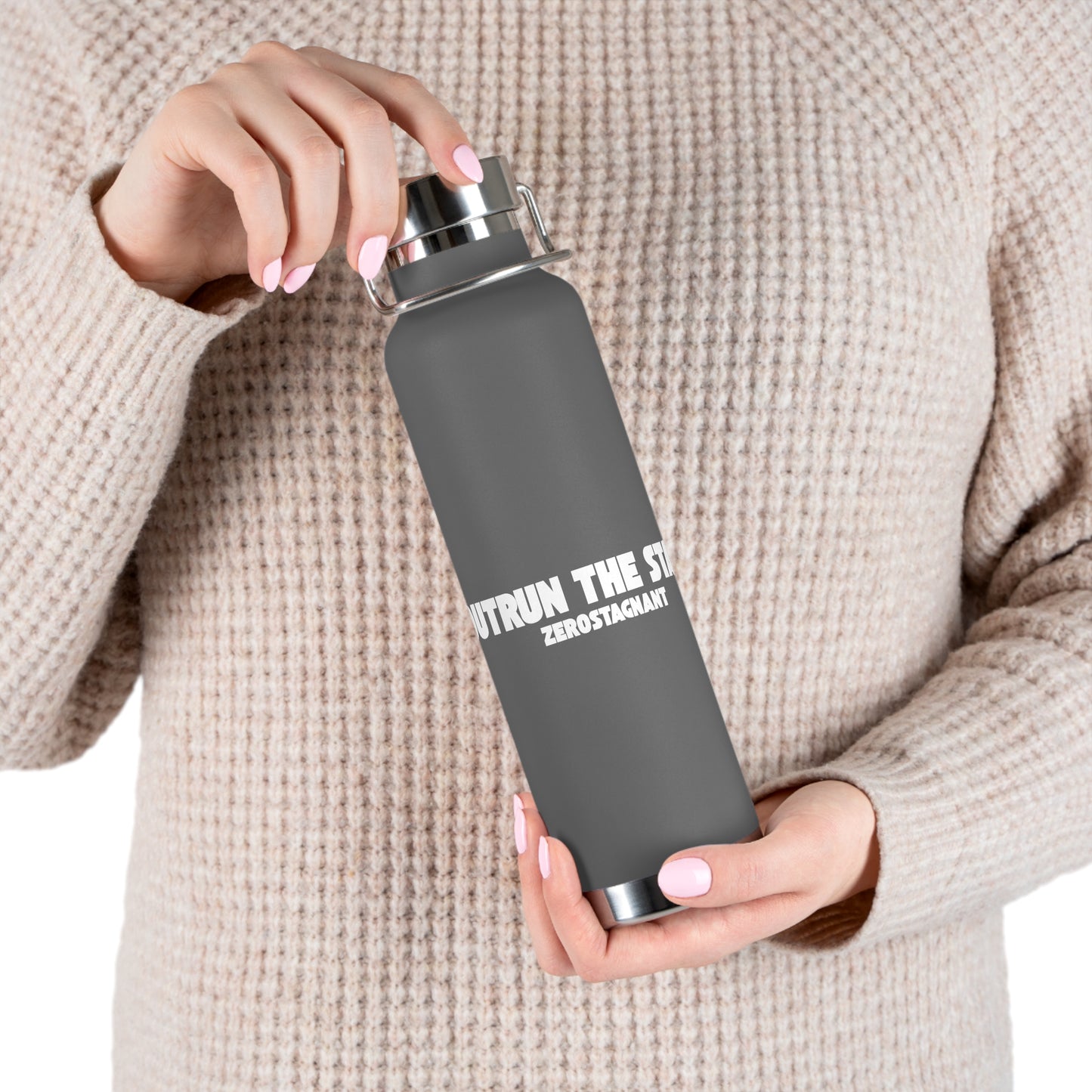 Outrun the Static — Copper Vacuum Thermos Water Bottle, 22 Oz