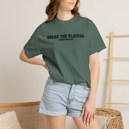Break The Plateau. —Unisex Garment-Dyed T-shirt — Motivational Fitness Tee
