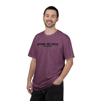 Outrun the Static — Unisex Garment-Dyed T-shirt—Motivational Fitness Tee