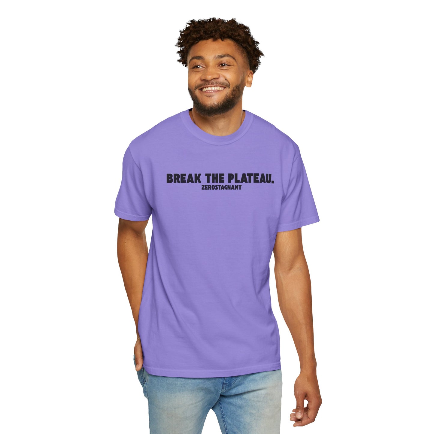Break The Plateau. —Unisex Garment-Dyed T-shirt — Motivational Fitness Tee
