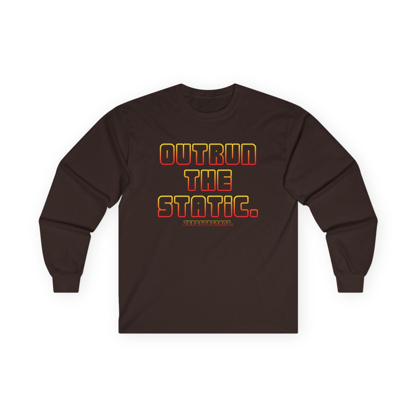 Outrun The Static Non-Stop  — Long Sleeve Retro Vaporwave Graphic Shirt