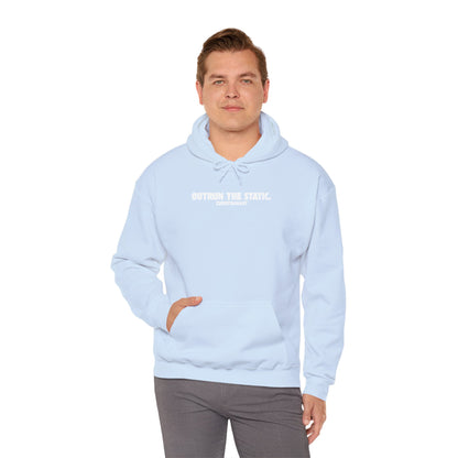 Outrun The Static, Hoodie — Unisex Heavy Blend™ Hooded Sweatshirt — Motivational Fitness Hoodie