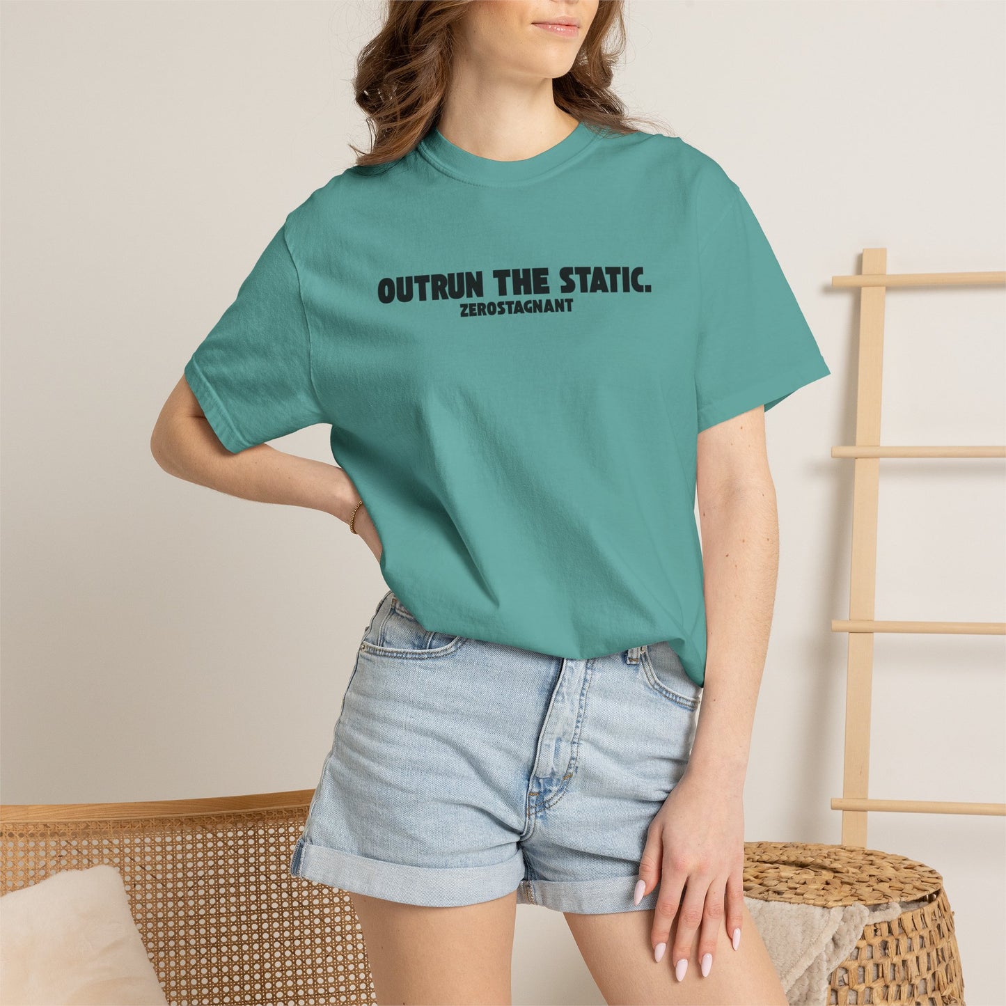 Outrun the Static — Unisex Garment-Dyed T-shirt—Motivational Fitness Tee