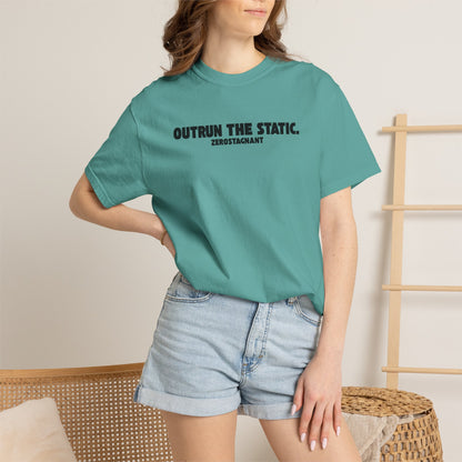 Outrun the Static — Unisex Garment-Dyed T-shirt—Motivational Fitness Tee
