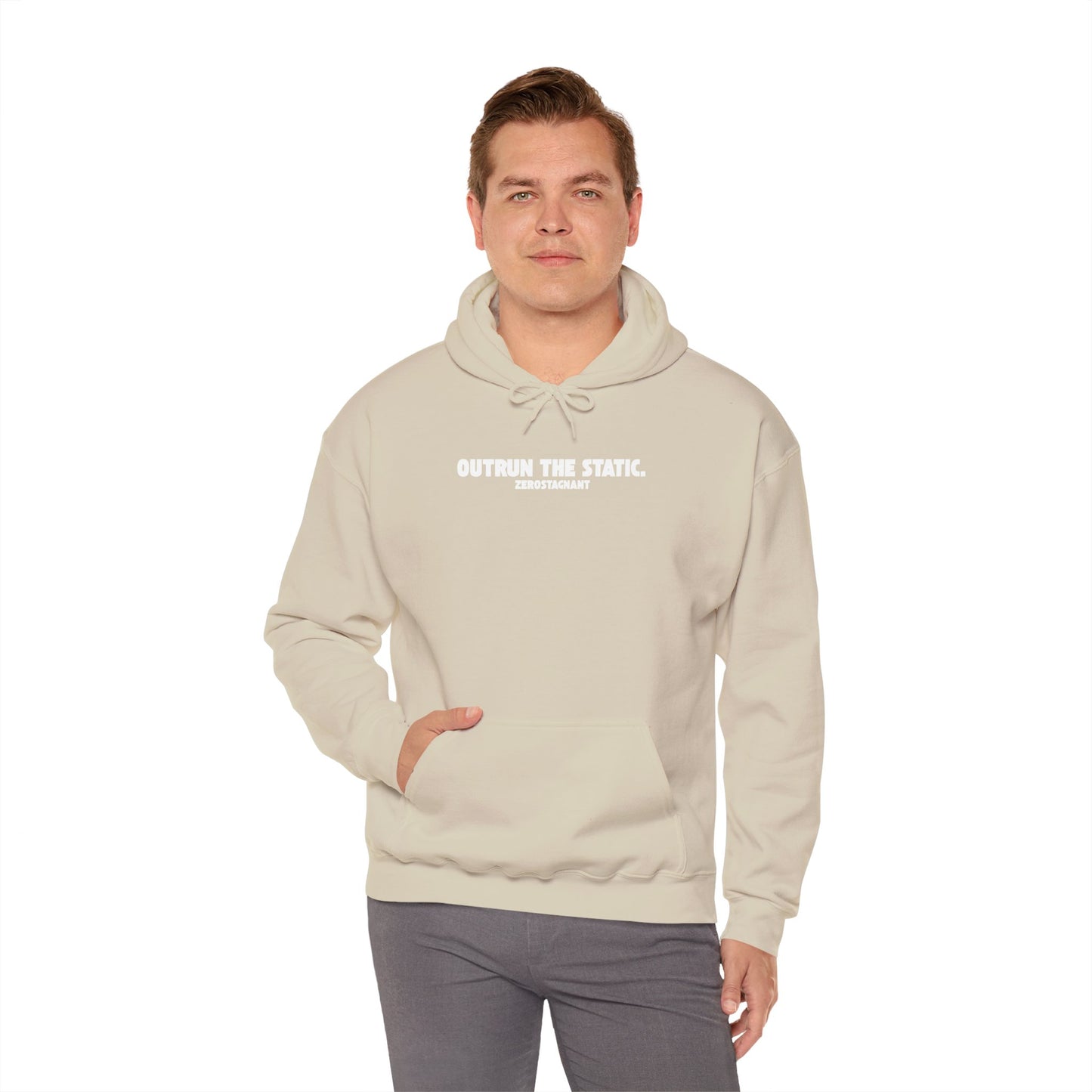 Outrun The Static, Hoodie — Unisex Heavy Blend™ Hooded Sweatshirt — Motivational Fitness Hoodie