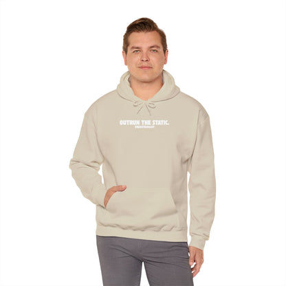 Outrun The Static, Hoodie — Unisex Heavy Blend™ Hooded Sweatshirt — Motivational Fitness Hoodie