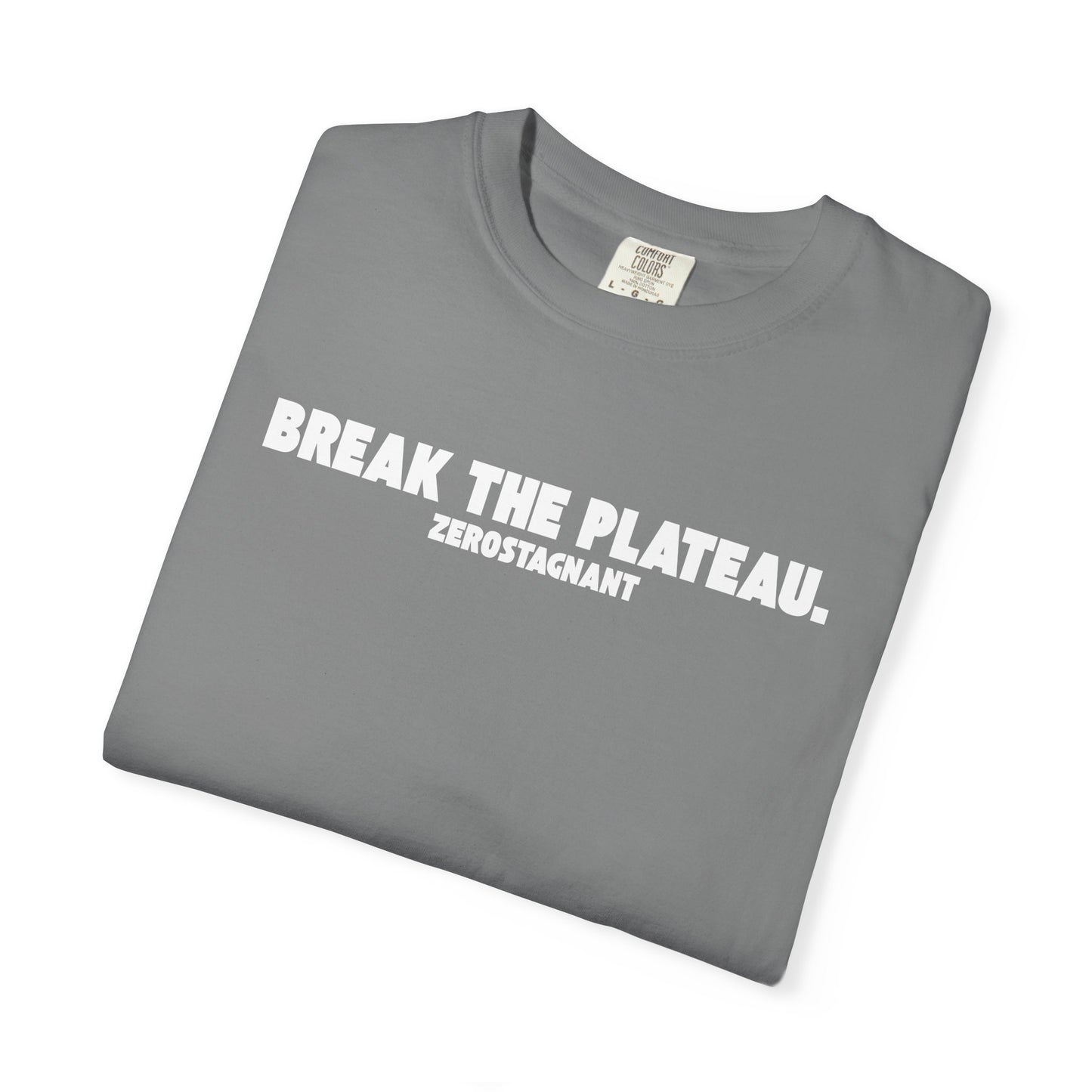 Break The Plateau. —Unisex Garment-Dyed T-shirt — Motivational Fitness Tee