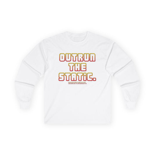 Outrun The Static Non-Stop  — Long Sleeve Retro Vaporwave Graphic Shirt
