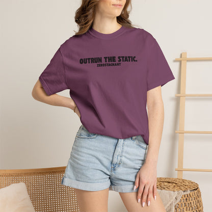 Outrun the Static — Unisex Garment-Dyed T-shirt—Motivational Fitness Tee