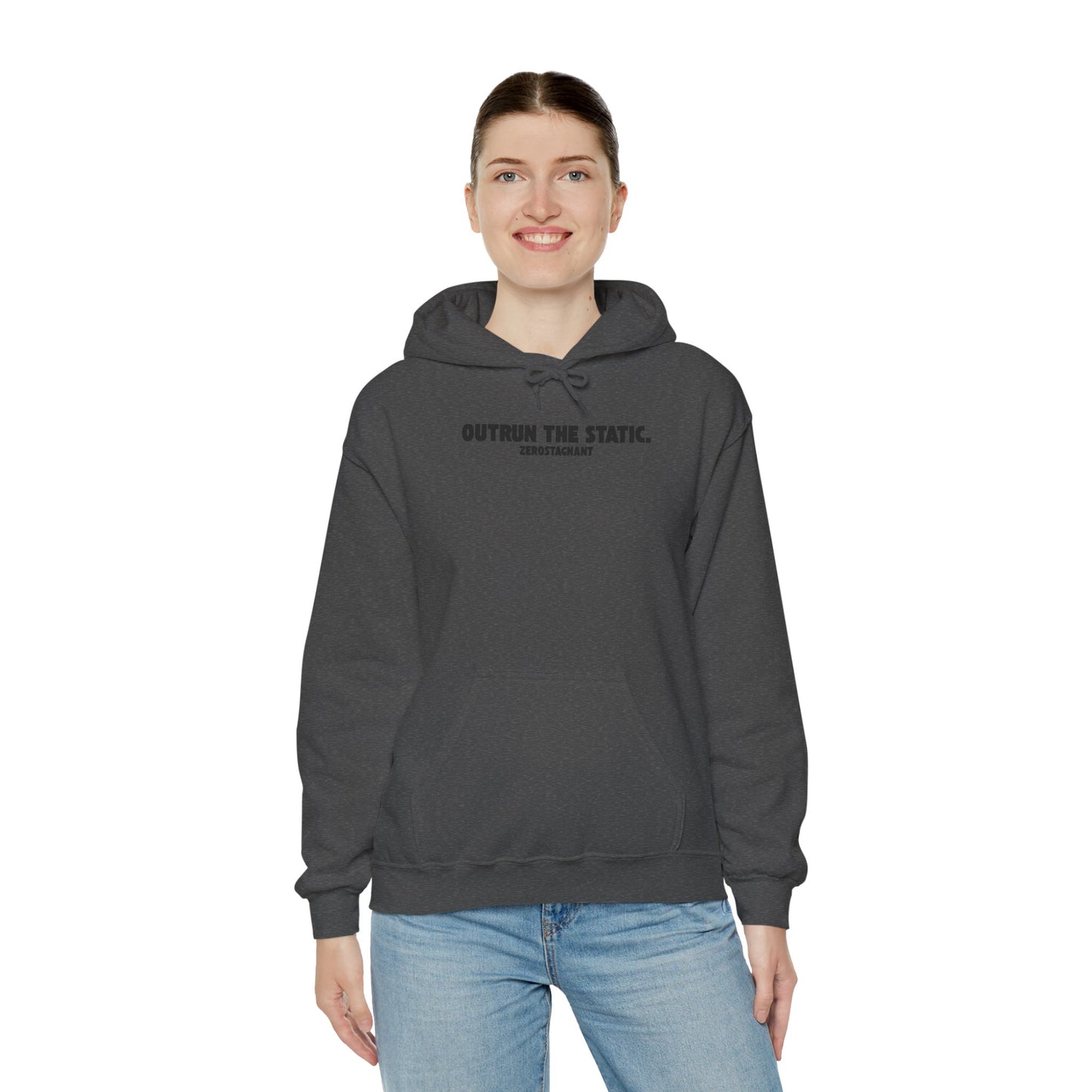 Outrun the Static., Hoodie — Unisex Garment-Dyed T-shirt — Motivational Fitness Hoodie