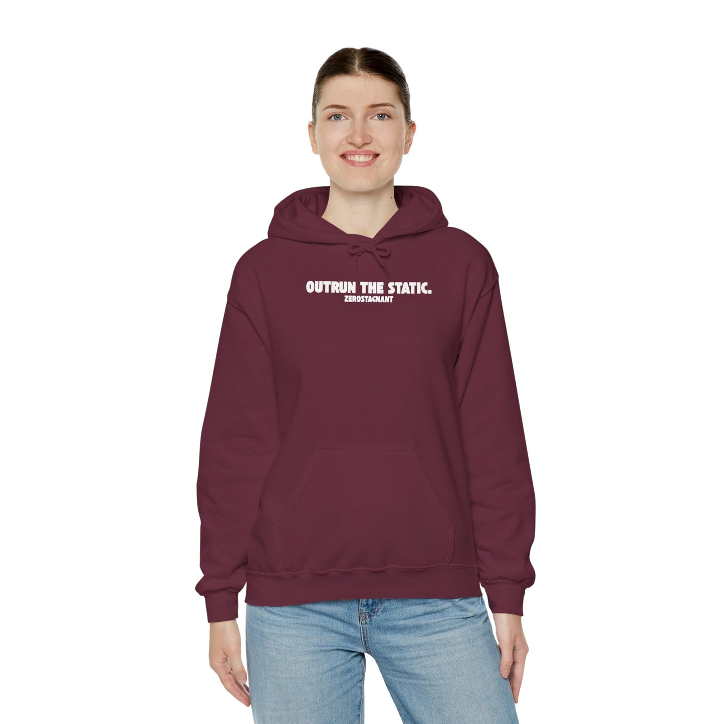 Outrun The Static, Hoodie — Unisex Heavy Blend™ Hooded Sweatshirt — Motivational Fitness Hoodie