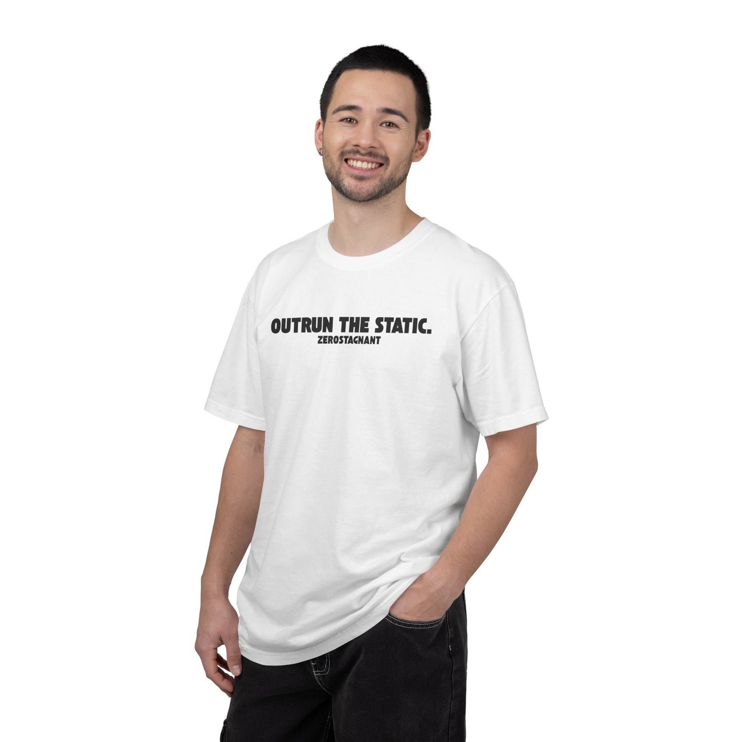 Outrun the Static — Unisex Garment-Dyed T-shirt—Motivational Fitness Tee
