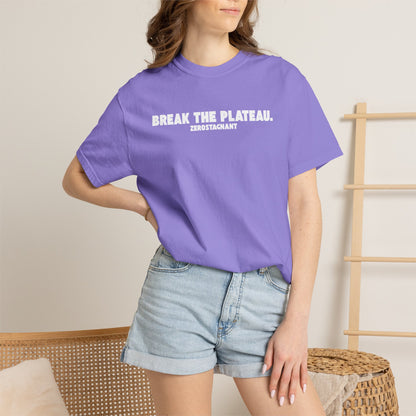 Break The Plateau. —Unisex Garment-Dyed T-shirt — Motivational Fitness Tee