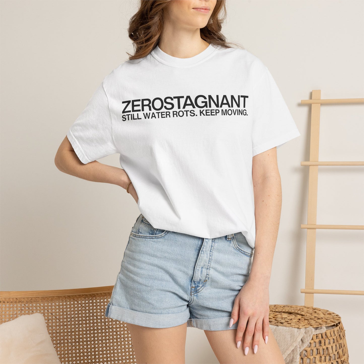 "Still Water Rots. Keep Moving."-Helvetica, Unisex Garment-Dyed T-shirt