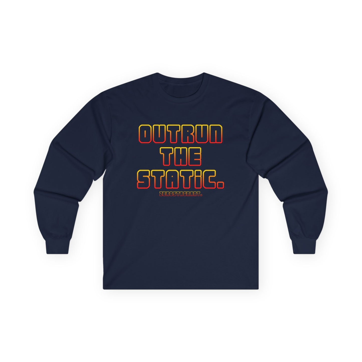 Outrun The Static Non-Stop  — Long Sleeve Retro Vaporwave Graphic Shirt