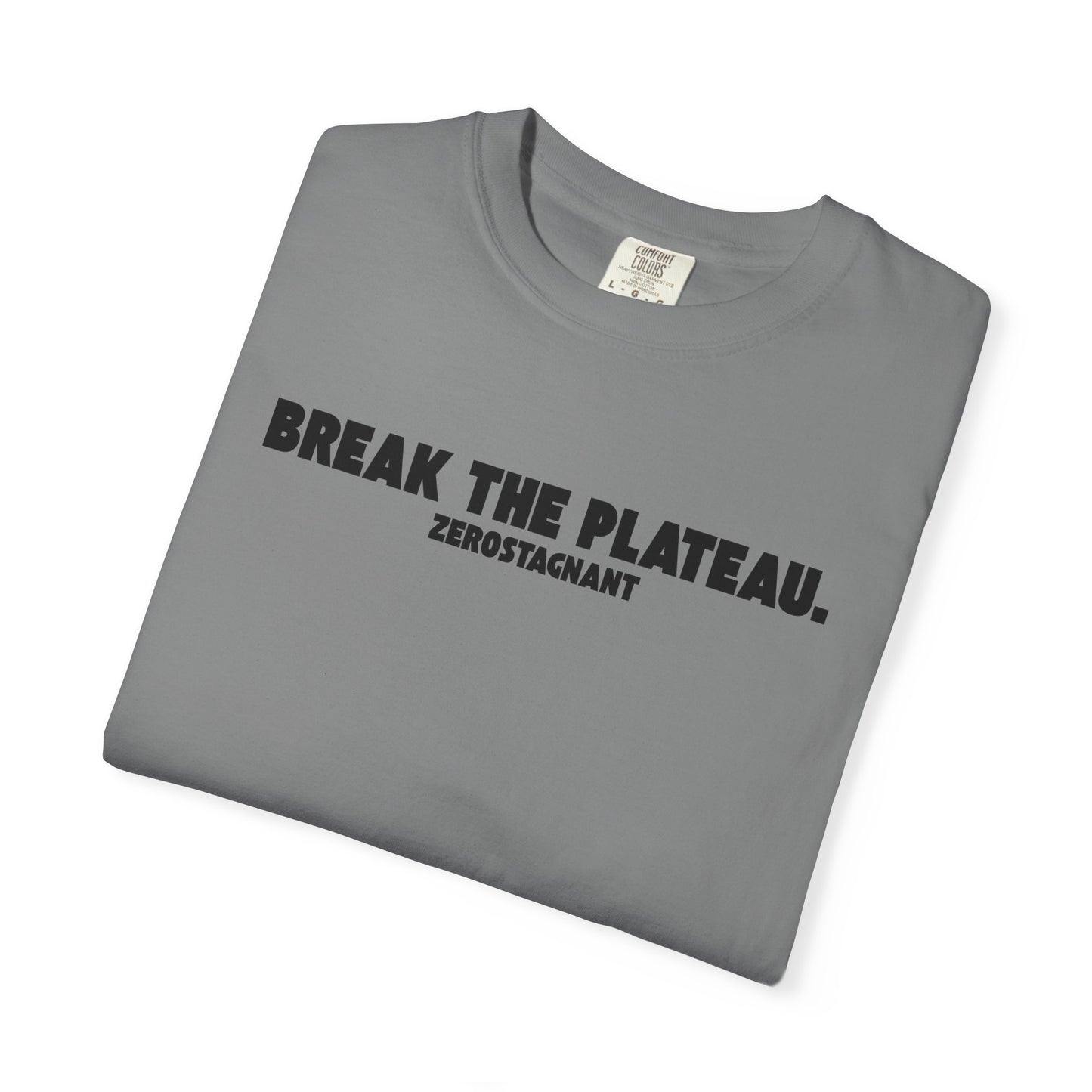 Break The Plateau. —Unisex Garment-Dyed T-shirt — Motivational Fitness Tee