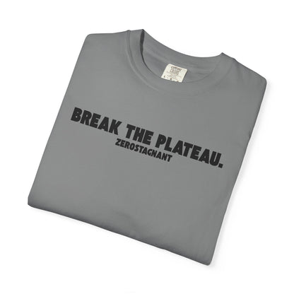 Break The Plateau. —Unisex Garment-Dyed T-shirt — Motivational Fitness Tee